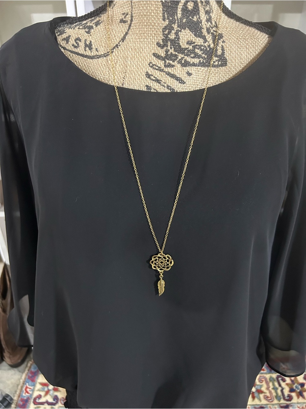 Gold Dreamcatcher Pendant Necklace - Women Jewelry